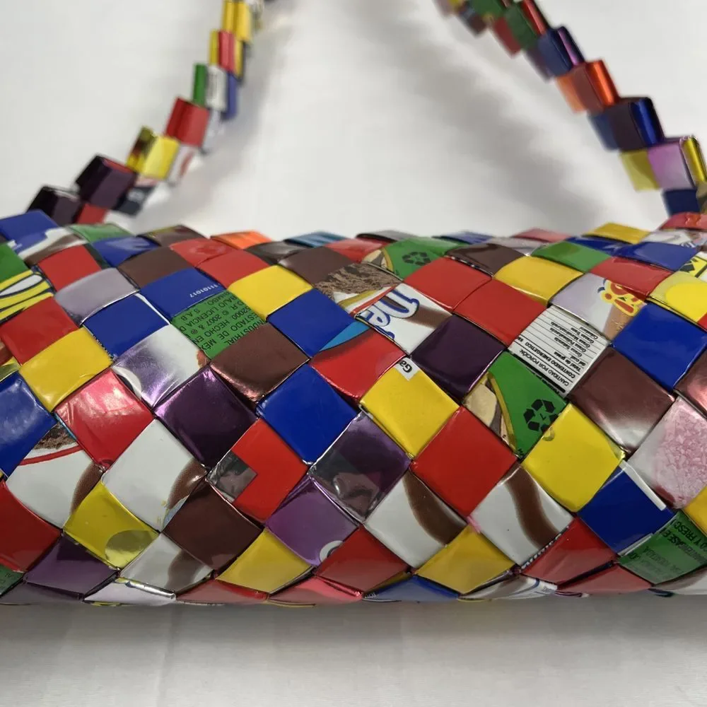 Candy Gum‎ Chips Wrappers Woven Womens Handbag With Zipper Collectible Vintage